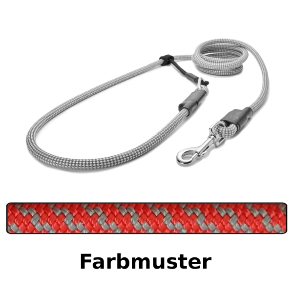EASYLONG Hundeleine - M - 4m - rot mit grauem swirl